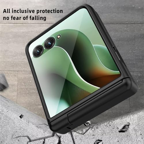 Image of BOUNCEBACK Back Case Cover for Motorola Razr 50 Ultra| Shockproof | Kickstand | Faux Leather | Hinge Cover - (Black)
