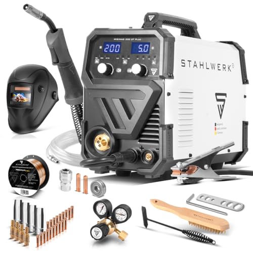 STAHLWERK Poste à souder combiné MIG MAG 200 ST PLUS - équipement complet - gaz de protection, IGBT Inverter de 200 A, dévidoir synergique, FLUX, Lift-TIG et MMA, fonction ARC