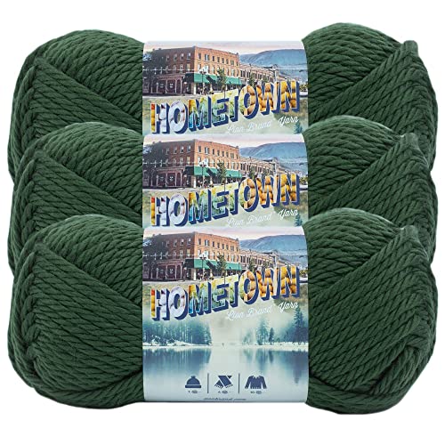 Image of Lion Brand Yarn Hometown Yarn, Super-Bulky Yarn for Knitting, Crocheting, and Crafting, 3 Pack, Ashland Pine | Super Bulky Acrylic Fiber for Warm Crochet Blankets, Knit Winter Hats, Chunky Cardigans, Soft Scarves, Weaving