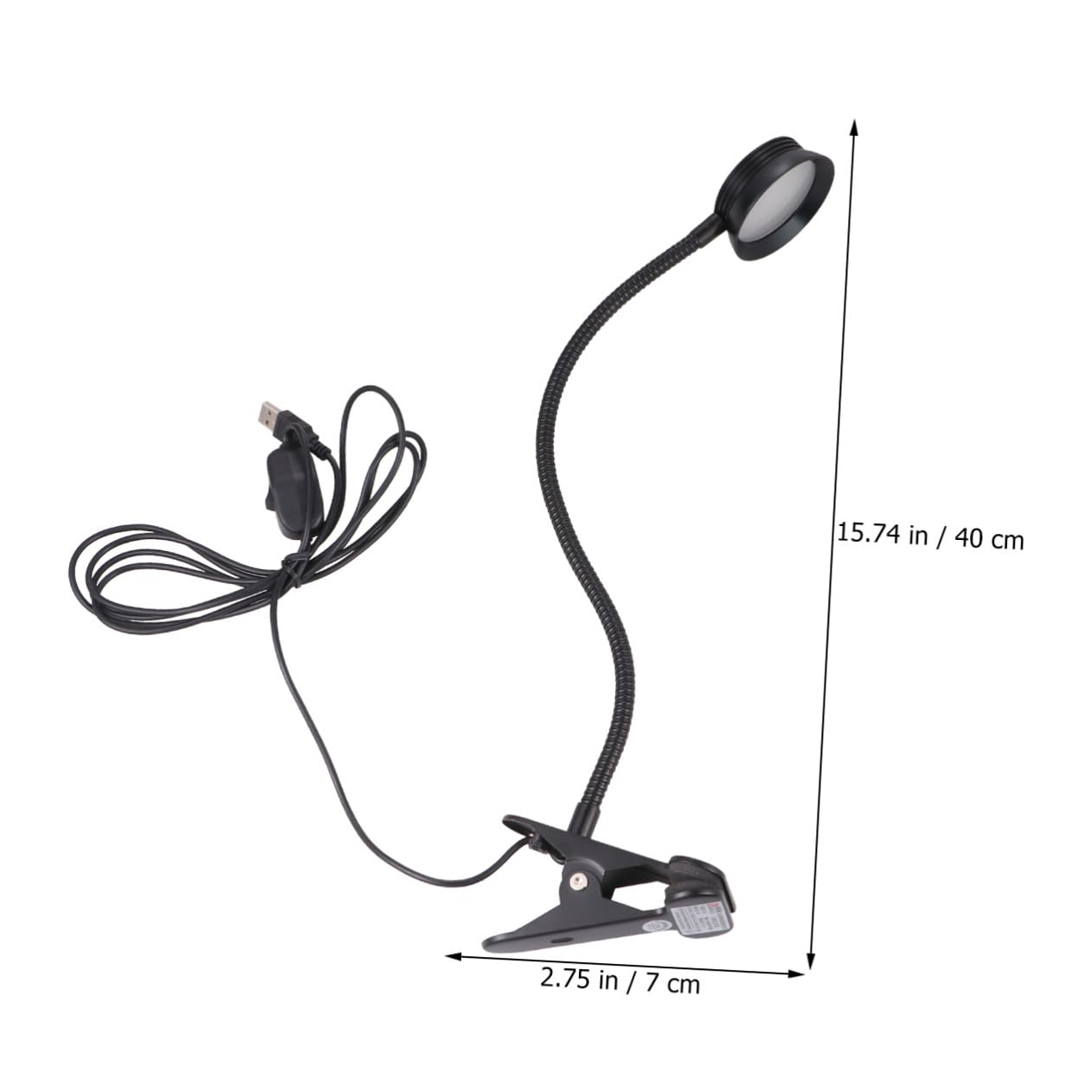 Lampada da Lettura LED USB 4w Clip Flessibile per Letto | Nero, Collo Orientabile e USB Incluso, Uso su Tastiera, Formato Portatile Cavo