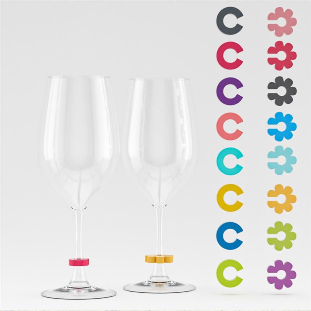 16 Pcs Silicone Wine Glass Charms Markers - Drink Markers and Identifiers for Wine Glasses, Champagne Flutes, Cocktails, and Martinis