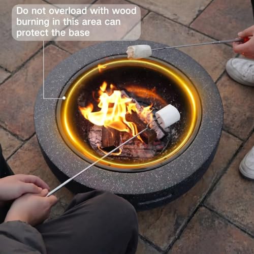 Image of Round Wood Burning fire Pit Outdoor Fireplace for Patio-23 Black