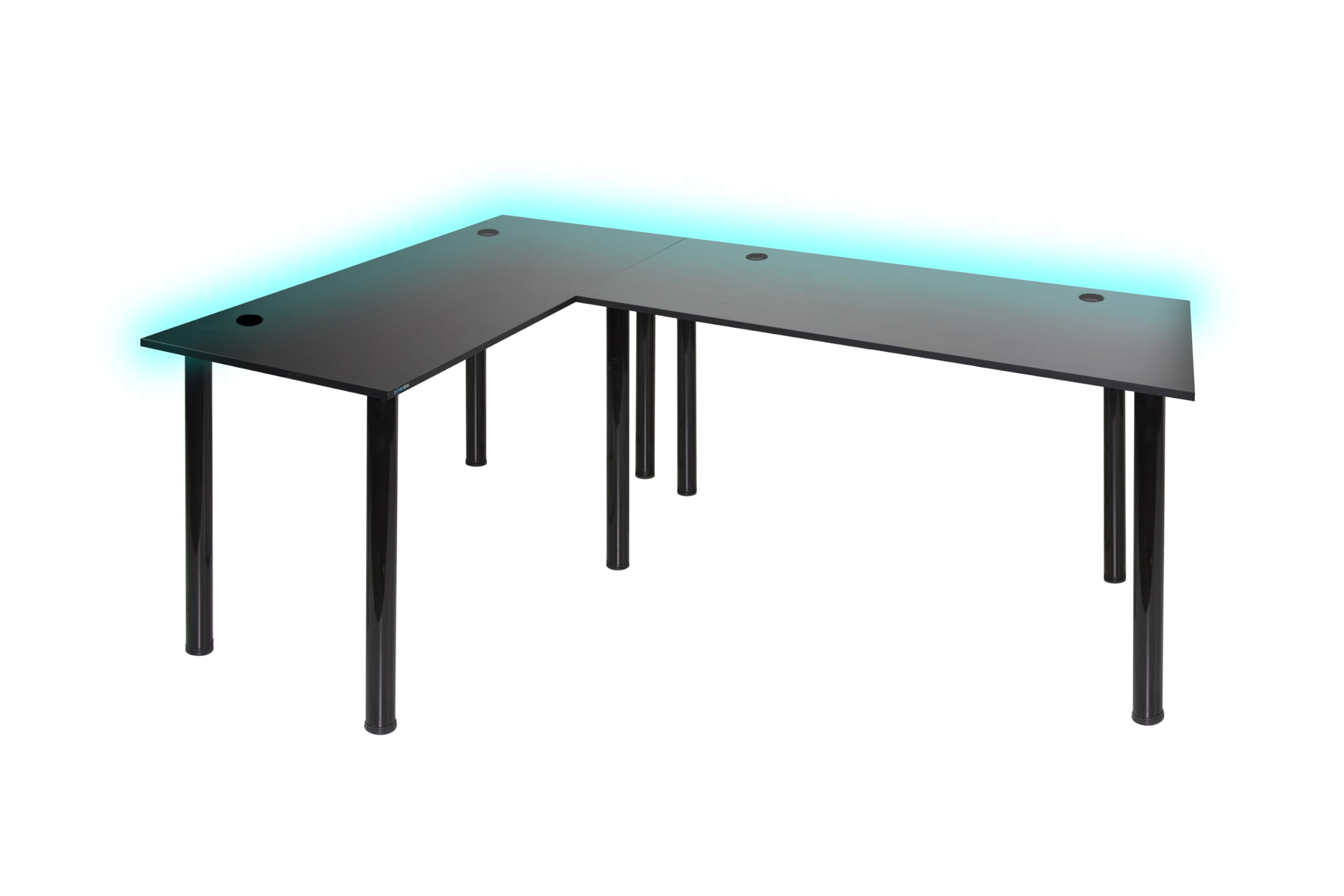 Bureau d'angle Gaming Pro LED - 185 x 120 cm - avec LED - Grand Bureau d'ordinateur - Solide (Gauche)
