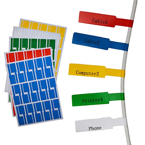 Onirii 10 Sheets 300 Labels Assorted Colors A4 Size Waterproof Tear Resistant Durable Self-Adhesive Cable Label