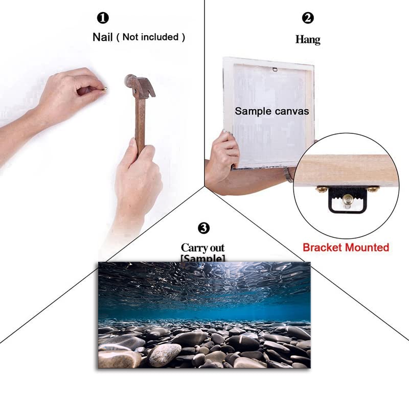 Peaceful Blue Ocean Bottom Scenery Stretched Canvas Wall Art for Bedroom, Relax Underwater Seascape Picture Print Artwork Painting Decor, Nature Sea Seaview Theme Nautical Scenic, Inner Frame (24x48)