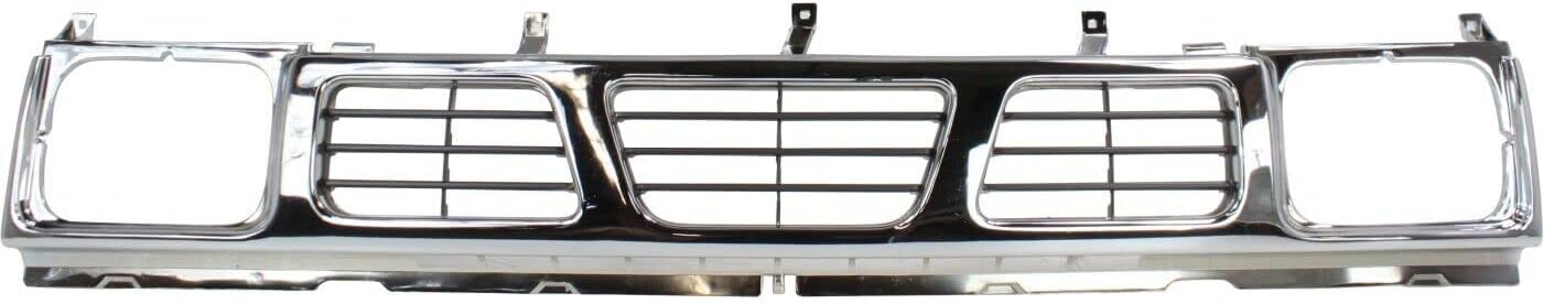 FITRITE AUTO PARTS New Front Bumper Grille for 1993-1997 Nissan Hardbody Pickup, Chrome Shell/Gray Insert Made of Plastic NI1200116 6231055G10