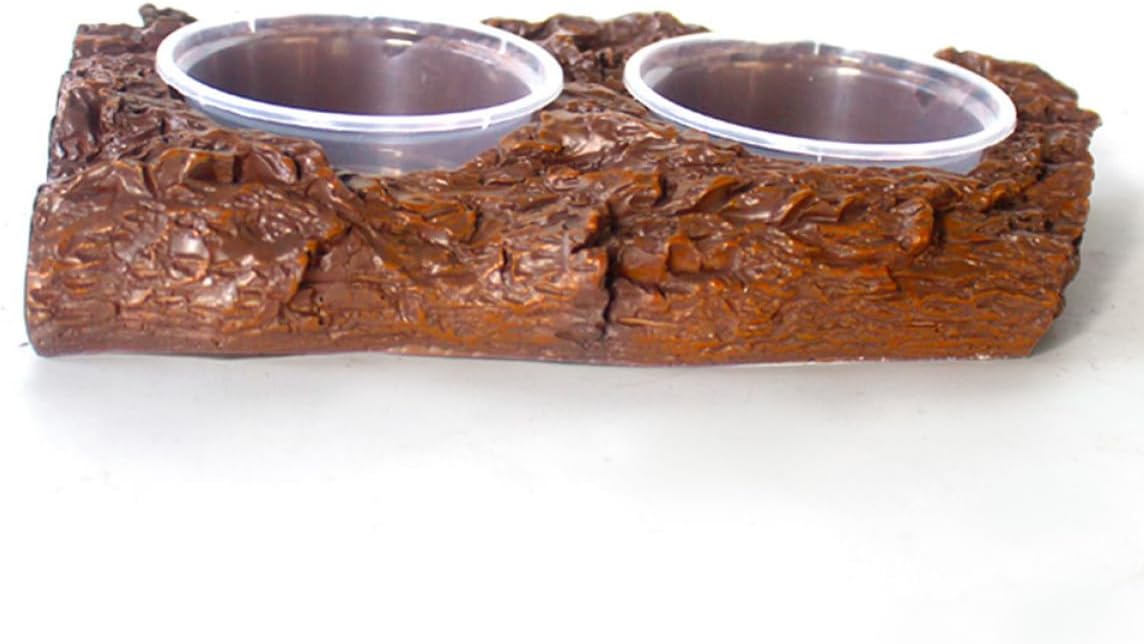 Luxshiny Reptile Food Bowl and Water Dish Resin Feeding Basin Dual Bowls for Terrarium Habitat Feeding Lizard Amphibians Pet Supplies