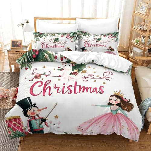 Parure de lit Noël 135x200 housse de couette imprimée 3D - 3