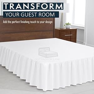 Ruffled bed skirt queen size with split corner white dust ruffle queen 15 inch drop bed skirt hotel quality ruffles bed skirt with platform three side coverage easy fit made brushed microfiber  urban country home decor