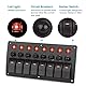 Geloo Marine Boat Toggle Rocker Switch Panel 8 Gang ON-Off Zündschalter wasserdicht 12V/24V Leistungsschalter rot LED-Anzeige für RV Fahrzeug LKW Anhänger Yacht ATV