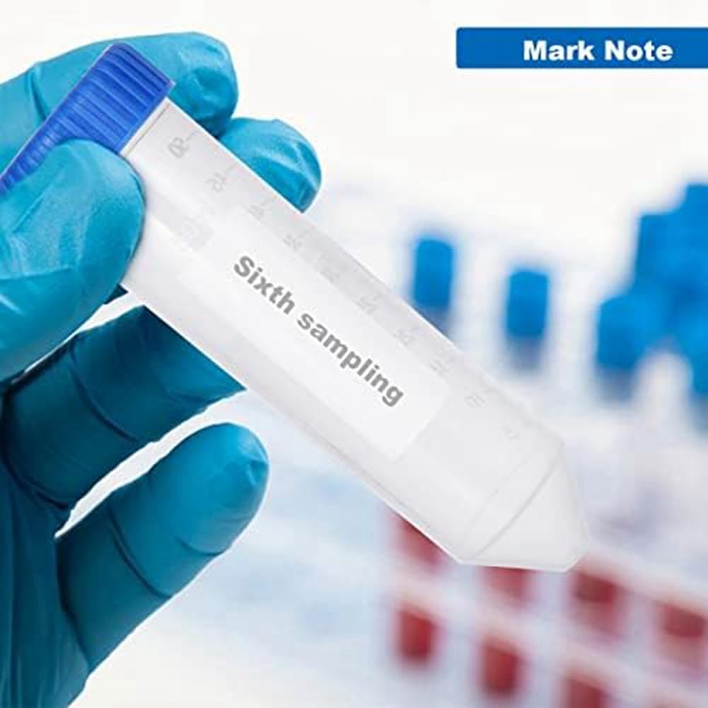 100 Pezzi con Marcature Graduate, Provette da Centrifuga da 50 Ml, Punti Scrivibili In Plastica e Tappi A Vite Blu.