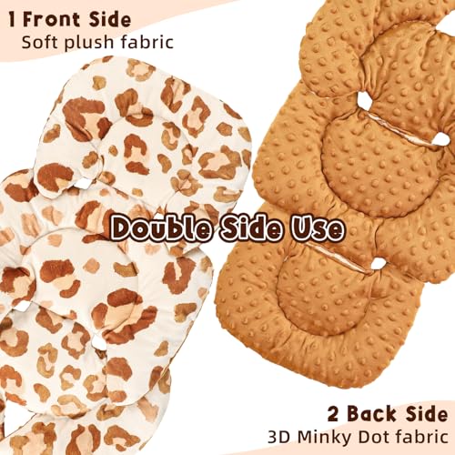 Image of Infant Car Seat Insert Head and Body Support, GFU Reversible Newborn Insert for Carseat With Strap Pads, Soft Stroller Cushion Pillow Insert for Boys and Girls, Fits for Stroller, Swing, Leopard Print