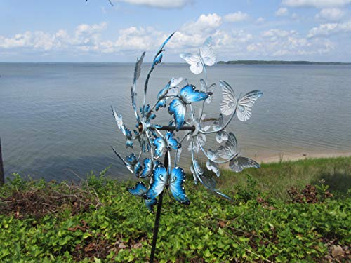 RiverView Enterprise Butterfly Wind Spinner Garden Ornament - Metal Wind Spinner for Outdoor Yard and Garden Decor Double Twirl Ornament