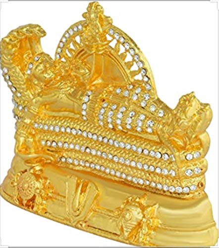 Image of Vishnu Idol on sheshnag in Brass Material, Suitable for car Dashboard, Office Table and Home Temple. (Golden)