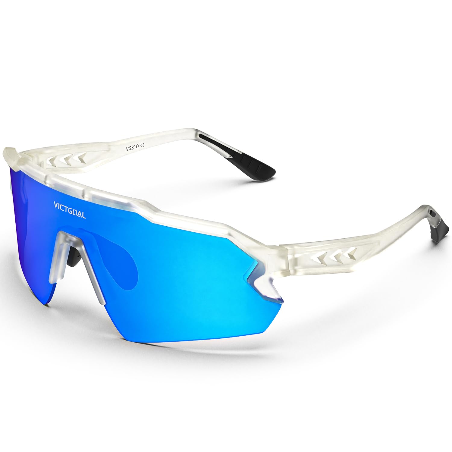 Victgoal Cycling Glasses Mens with Polarized Lens UV Protection Running Sunglasses Lightweight TR90 Frame Sports Sunglasses for Cycling Mountain Biking Driving (White)