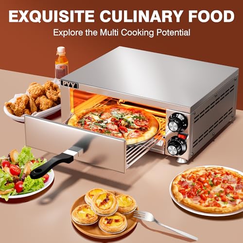 Image of PYY Pizza Oven Indoor Electric Countertop Commercial Pizza maker with Crumb Tray Stainless Steel Pizza Cooker Machine for Home