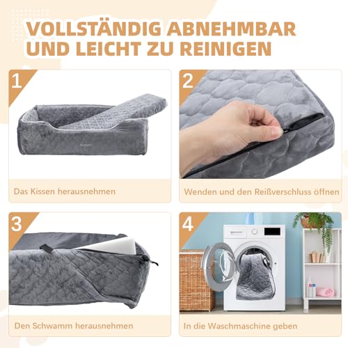 autozen Hunde Autositz für mittlerer große Hunde, Abnehmbarer Hundesitz Auto bis zu 54kg mit 2 Sicherheitsleinen, Waschbarer Hundebett Auto für den Rücksitz, Grau