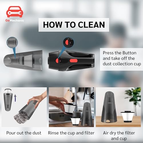 Image of GoMechanic Wireless Portable Vacuum Cleaner for Home and Car - 120 Watts Motor High Suction Power 5500PA - Dust Cleaner for Pet Hair, Sofa - Cordless Mini Vacuum Cleaner - HEPA Filter (GMA VC 006)