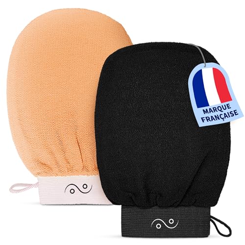 Guante de Crin-2 Guantes exfoliantes para el cuerpo y la cara-Guantes de Kessa para un exfoliante natural y eficaz