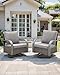 HUMMUH Patio Swivel Glider Outdoor Chair-All Weather Rattan Wicker Patio Swivel Rocking Chairs Porch Chair for Deck Porch Lawn Garden Backyard-Brown/Grey