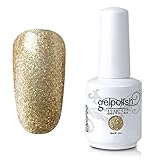 Elite99 Soak Off UV LED Gel Polish Nail Art Manicure Lacquer 618 Glitter Gold 15ml