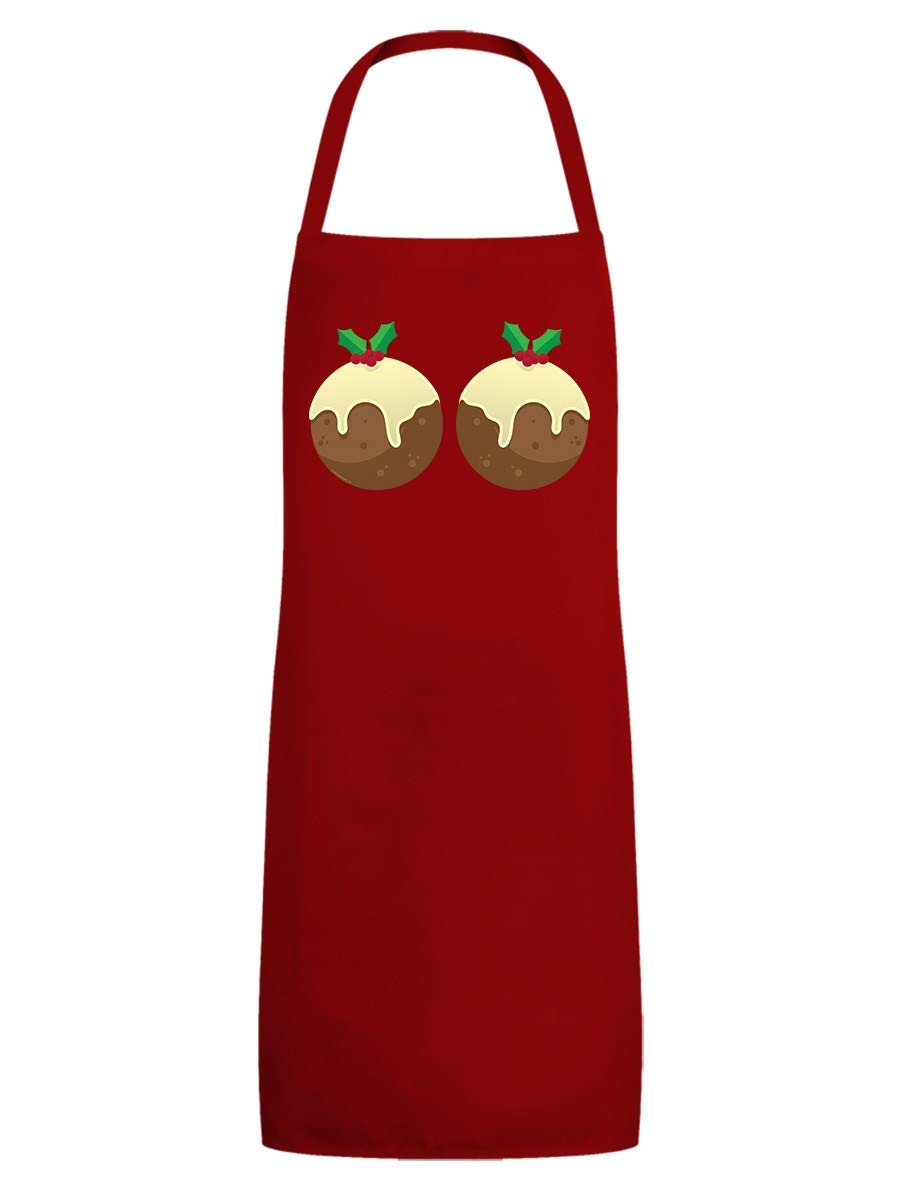 Grindstore A Couple Of Christmas Puds Apron Red
