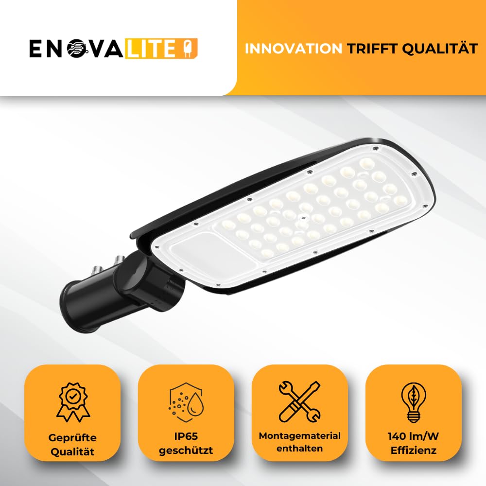 LED 5 Stück Straßenlaterne 50W, 7000 Lumen 5000K neutralweiß, IP65 Außenleuchte Mastleuchte, geprüfte Straßenlampe aussen für Hof Einfahrt Parkplatz Wege, Außenbeleuchtung