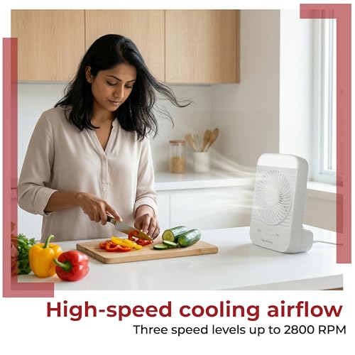 Image of Lifelong Portable Mini Fan with LED Light | 3 Speed Settings, 2800 RPM | Built-In LED Light with 3 Light Modes | 5W BLDC Motor, 2000mAh Battery | Type-C Rechargeable | Compact & Travel-Friendly Design