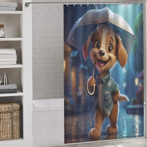 Rideau de douche chien lavable en machine tissu polyester imperméable 140x183