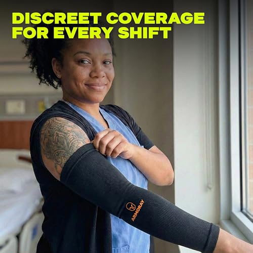 Image of ARMORAY Arm Sleeves for Men or Women - Compression Warmers to Cover Tattoo - for Basketball Golf Running Football Cycling or Sun Protection