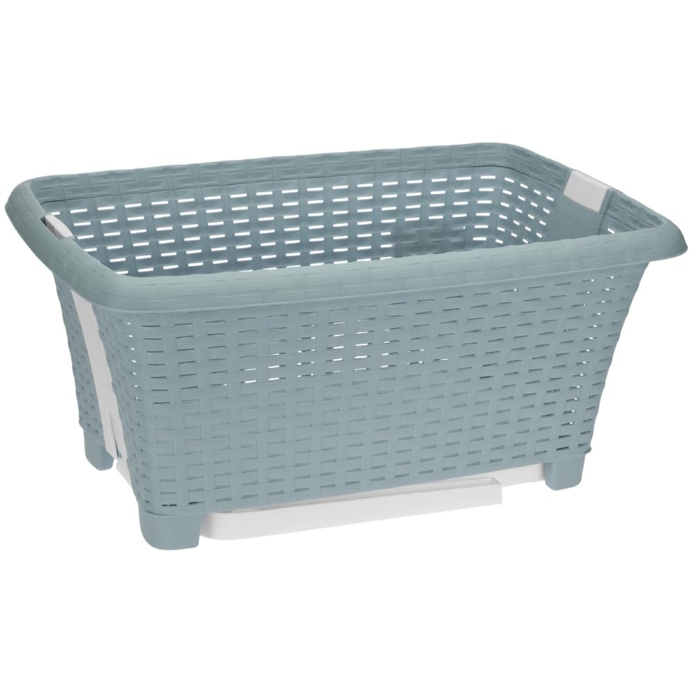 Envenzo Foldable Laundry Basket, Aurora Colours, 38L Capacity, Woven Design with Fold-Out Legs, 60x40x60cm (Green)