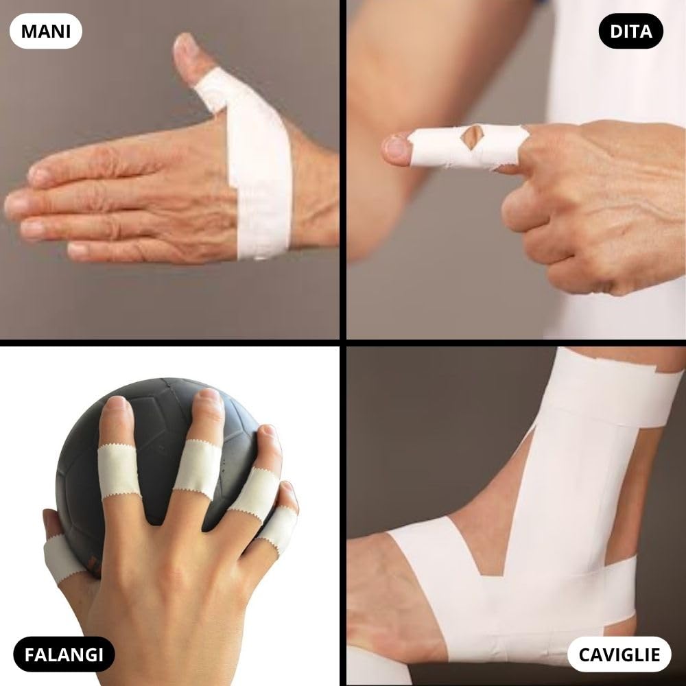 Strappal nastro taping sportivo anelastico professionale tape zigrinato all’ossido di zinco per bendaggi funzionali, stabilizzazione articolare, fisioterapia e sport | latex free | 2,5 cm x10 m 12 pz