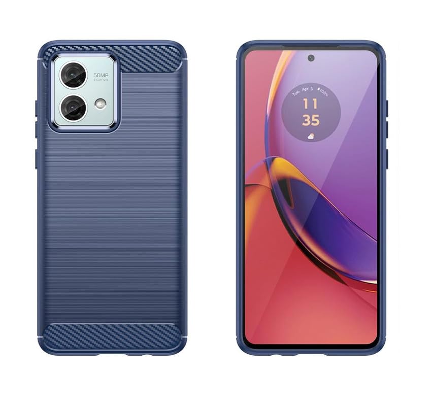 Image of NPRC Hybrid Ultra Slim Protective Case TPU Non-Slip Carbon Fiber Texture Shockproof Case Cover for Moto G84 - Blue