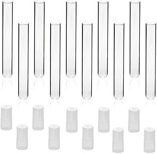 ULAB Scientific Glass Test Tubes with Autoclavable Caps, Vol.16ml, 16x150mm, Medium Borosilicate Glass Material, Pack of 20, UTT1010