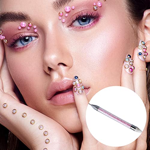 D Rhinestone Picker Dotting Pen 2 Pcs Dual-Ended Diy Nail Art Tool Gems Crystals Picker Pen Nail Dotting Tool Rhinestone Pickup Tool For Nail Gems Stones Crystals Diy Nail Art Crafts With Extra 2 Wax Head #TOP4