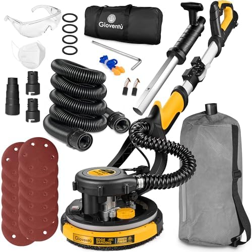 Electric Drywall Vacuum Sander, Powerful Dry Wall Sander with Auto Dust Collector, 7 Variable Speed 900-1800RPM, Extendable Handle, Ceiling Sanders for Drywall, Wood Floor etc