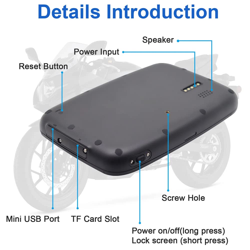 PolarLander Monitor per Moto Portatile 5'' IPS Impermeabile IPx6 Compatibile con Wireless Apple Carplay e Android Auto Dual Bluetooth