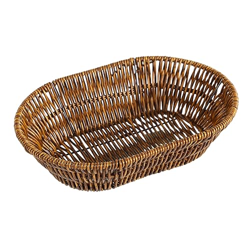 SOLUSTRE Woven Storage Basket Oval Shape Snack and Fruit Organizer Lightweight Design for Home Decor and Material for Bread and Snacks