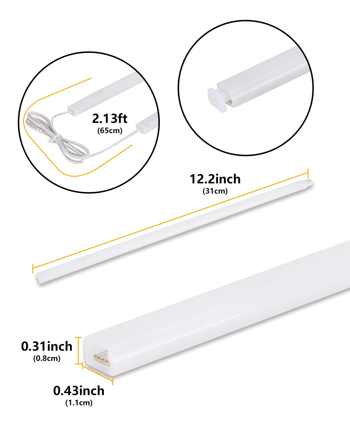 Cefrank Oświetlenie witryn Erweiterbare LED listwy świetlne 6 sztuk 30 cm - wtyczka EU - bezpośrednio łączone listwy oświetleniowe pod szafką - ciepła biel 3000K