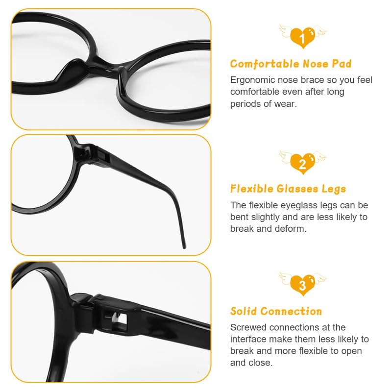 flintronic Plastic Glasse, Toy Glasses Dressup Eyeglasses, Round Glasses with Clear Lenses - Image 3