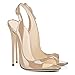 Imagen de Mettesally Sandalias Mujer Beige Verano Cómodas Elegantes Tacones Mujer Peep Toe Puntera Abierta Slingback Talón Descubierto Tacón de Aguja Tacón Fino Zapatos Taco Alto Vestir Fiesta Boda 37