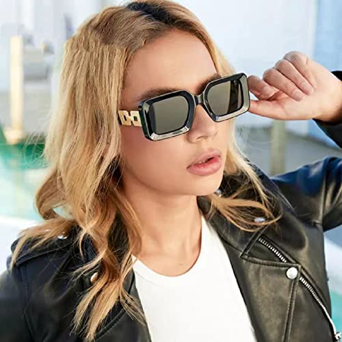 Sunglasses Women Vintage Metal Frame Rectangle Sunglasses Female Retro Ladies Glasses UV4003