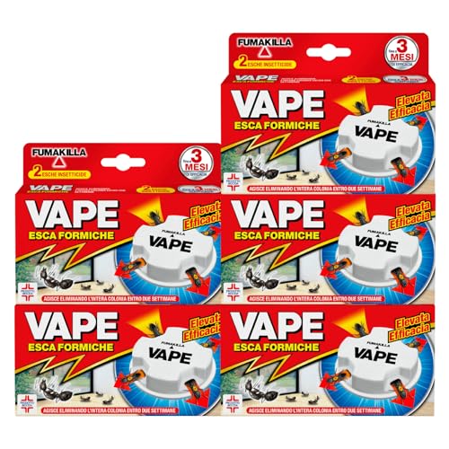 Vape Esca Formiche Insetticida Elimina Intero Nido e Colonia Efficace 3 Mesi per Interni ed Esterni Prodotto Biocida - 10 Esche