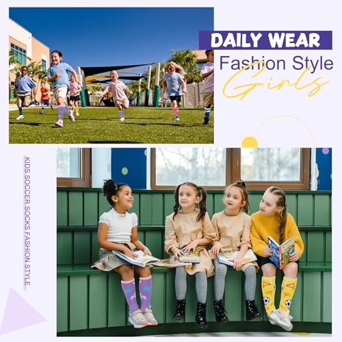 Zando Toddler Soccer Socks Breathable Kids Football Baseball Socks Cotton Toddler Knee High Socks Pattern Printed Socks4