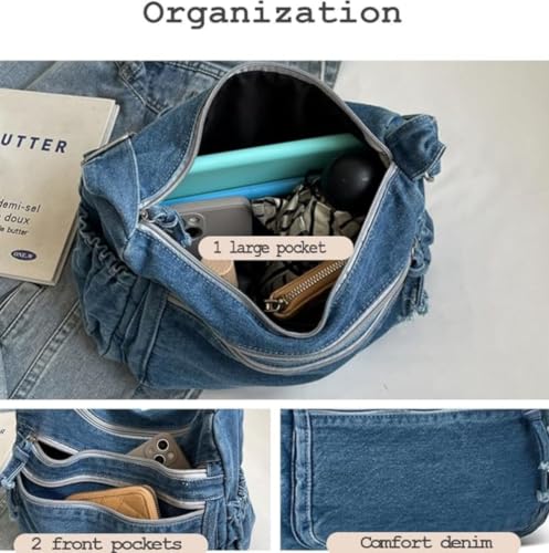 Image of Denim Purses for Women Denim Crossbody Handbags Jean Casual Lightweight Shoulder Tote Purse