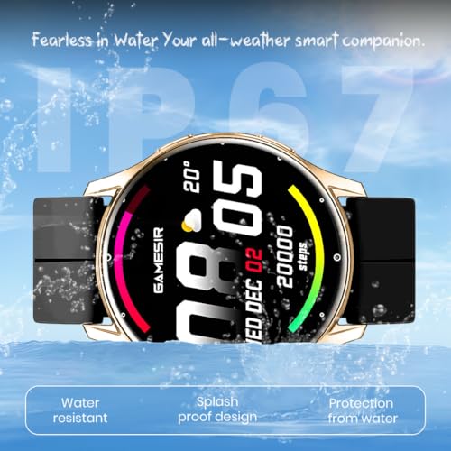 Image of GameSir Active 2 Smartwatch for Men & Women, 1.39 inch HD Round Display, Bluetooth Calling, Heart Rate & SPO₂, 100+ Sports Modes, IP67, Long Battery Life for Android & iOS (Magnetic Black Gold Dial)