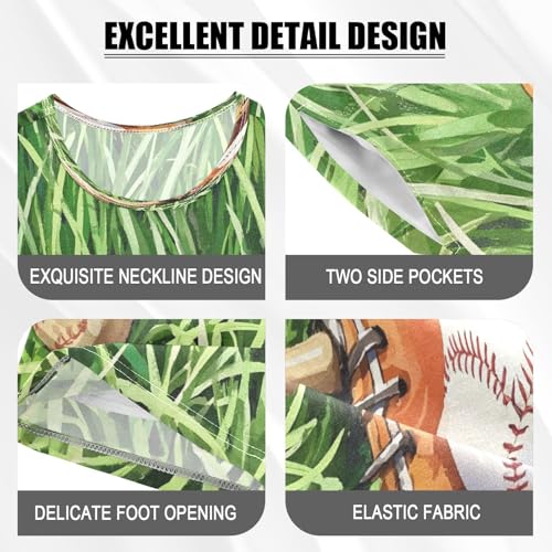 ALAZA Baseball Glove Pajamas Set Short Sleeve Cotton Sleepwear Summer Pjs 2 Piece 5-14Y4