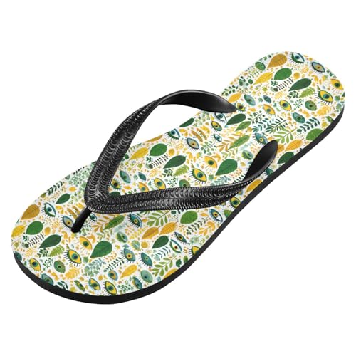 Flip Flop Sandals Eye Leaf Print for Women Men Beach Outdoor XS2