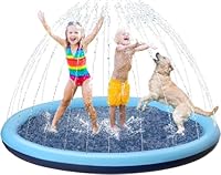 Tosekry Wasserspielzeug Kinder Outdoor Spiele, 170CM Wassersprinkler Kinder Splash Pad, Gartenspielzeug Kinder Sprinkler und Hundepool mit Antirutschfunktion (blau-170cm)