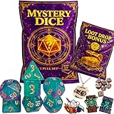 DND Mystery Dice Set, 7 Polyhedral RPG Dice + Random Loot Bag Reward, Gift for RPG Player, DM & Dice Goblin,Tabletop Games (1-Pack)